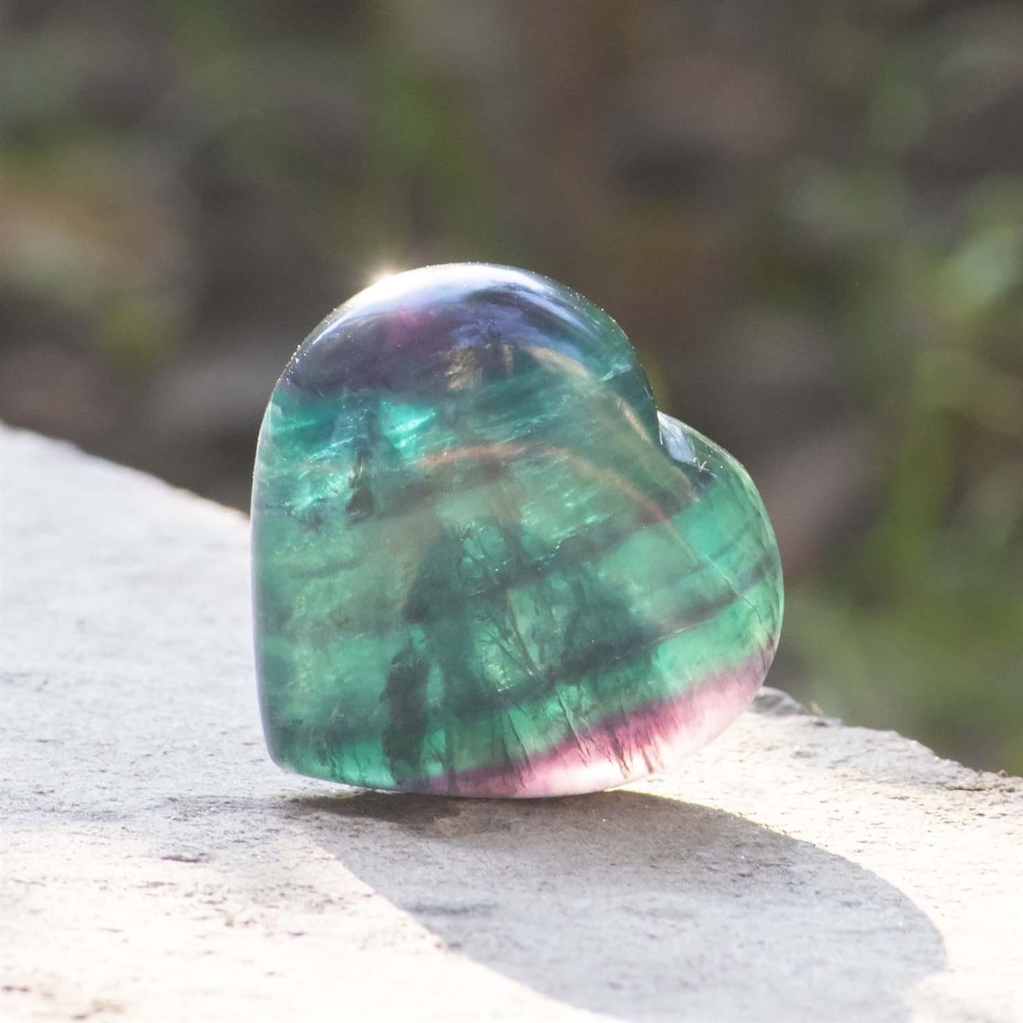 Multi Fluorite Crystal Heart Shape Stone - Focus and Clarity