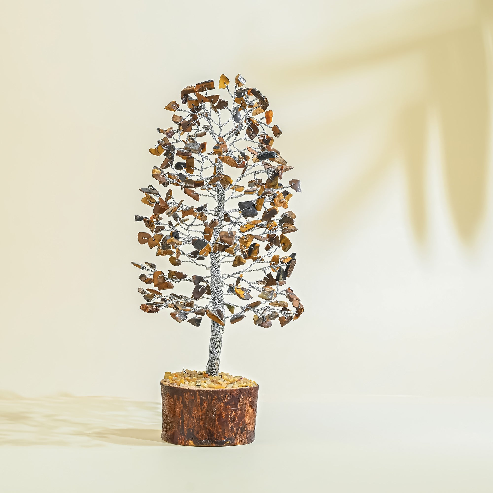Tiger Eye Crystal Tree – Silver Wire Handmade Showpiece for Protection & Confidence
