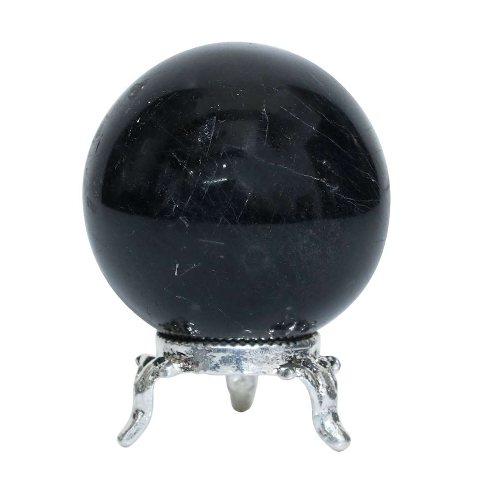 Black Tourmaline Crystal Sphere Ball  - Energy Protection