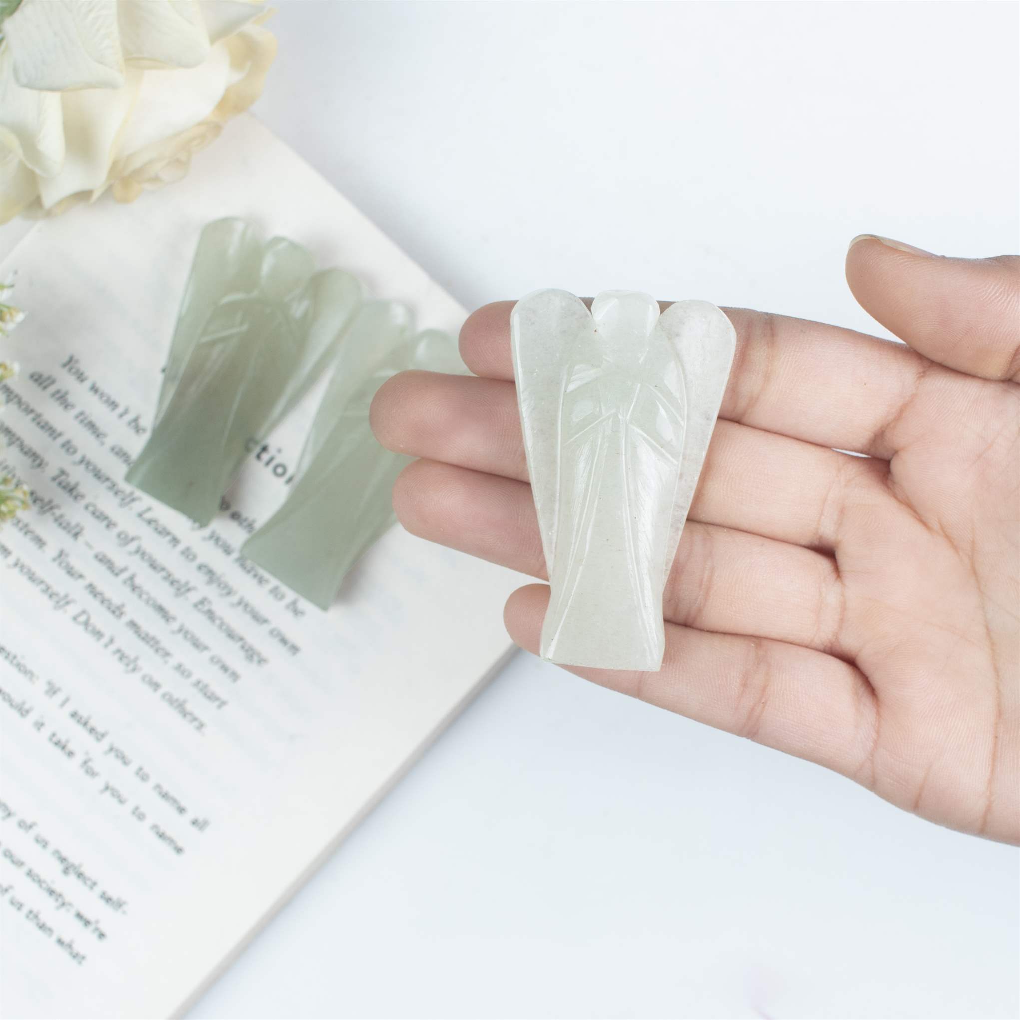 Green Jade Healing Guardian Angel Figurine
