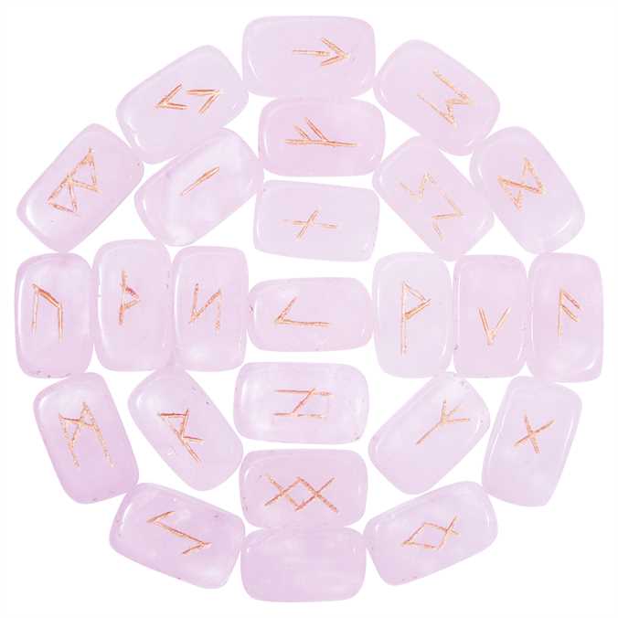 Rose Quartz Gemstone Rune Stone 25 pcs Set