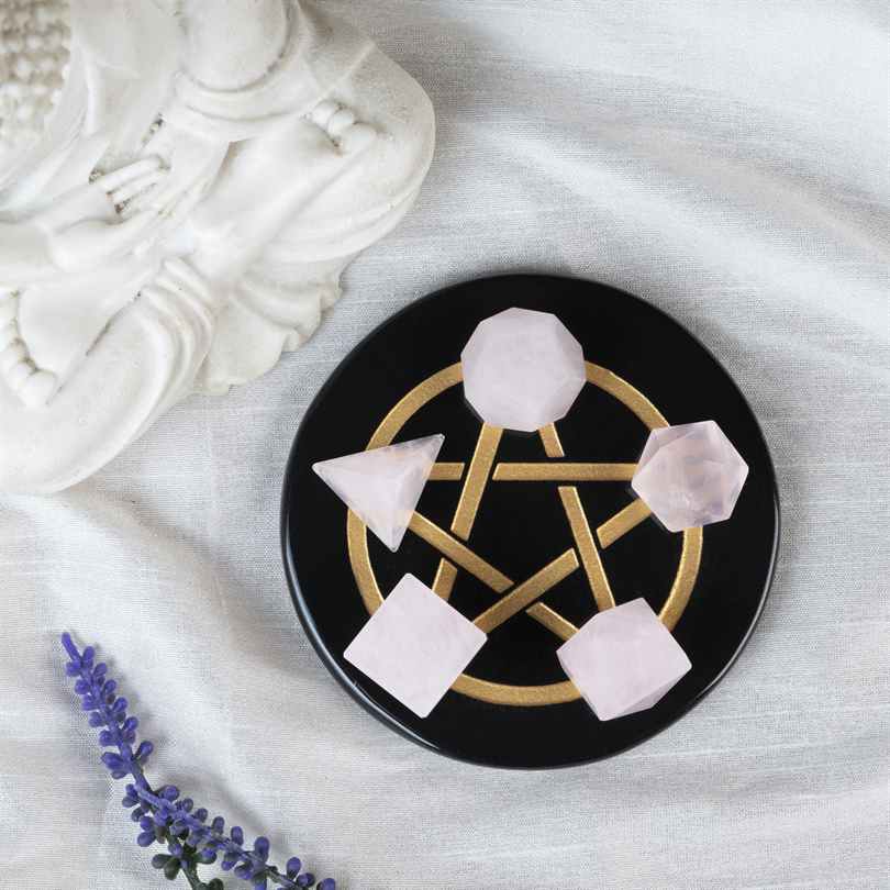 Rose Quartz Platonic Solids Crystal Geometry Set (15-20 mm)