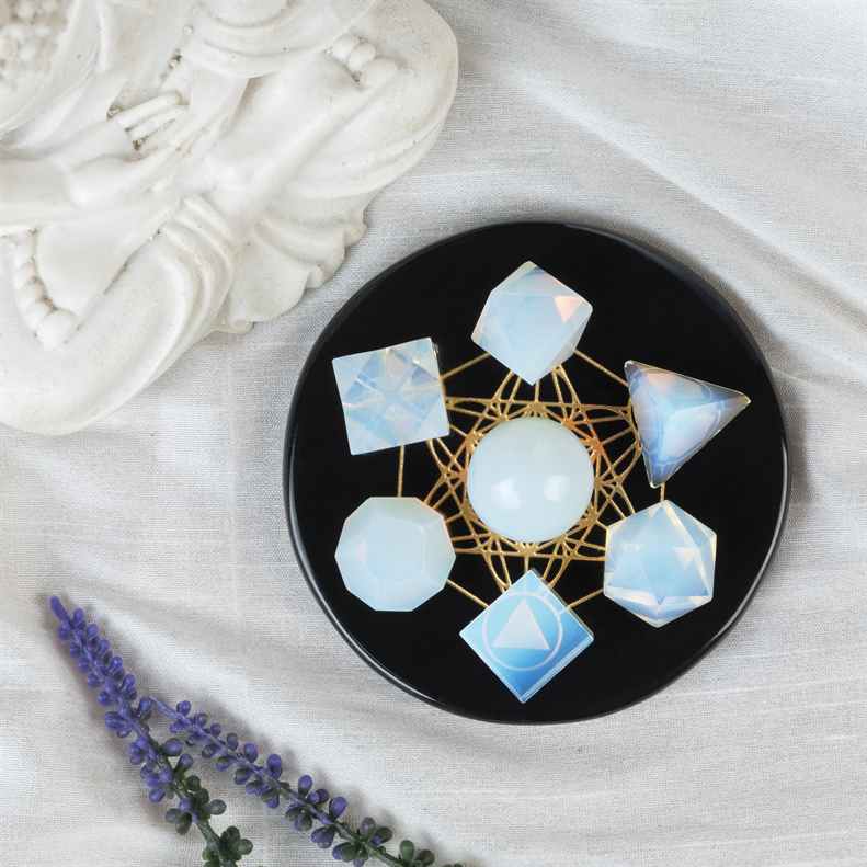Opalite Platonic Solids Crystal Geometry Set (15-20 mm)