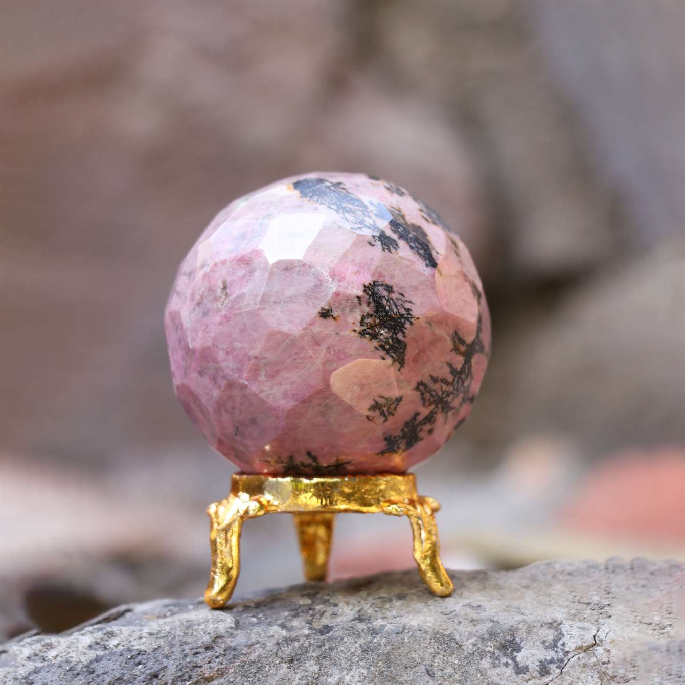 Rhodonite Crystal Sphere Ball - Love and Compassion