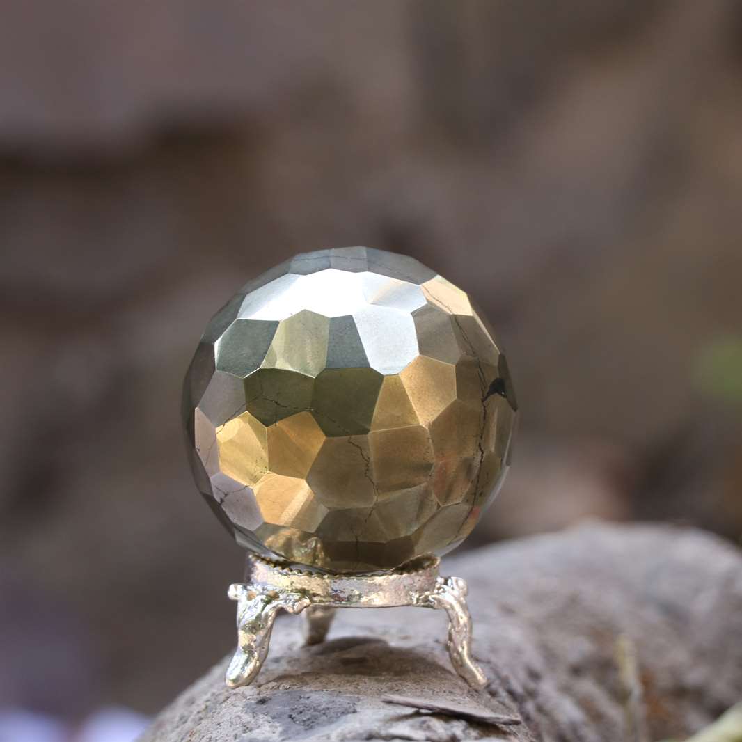 Golden Pyrite Crystal Sphere Ball