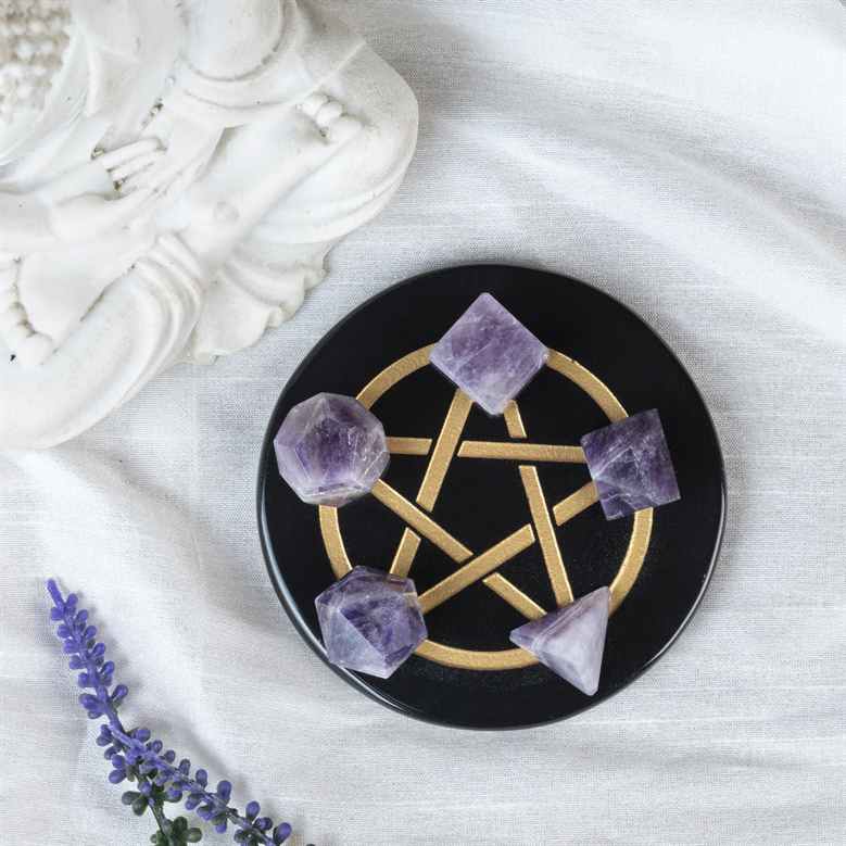 Amethyst Platonic Solids Crystal Geometry Set (15-20 mm)