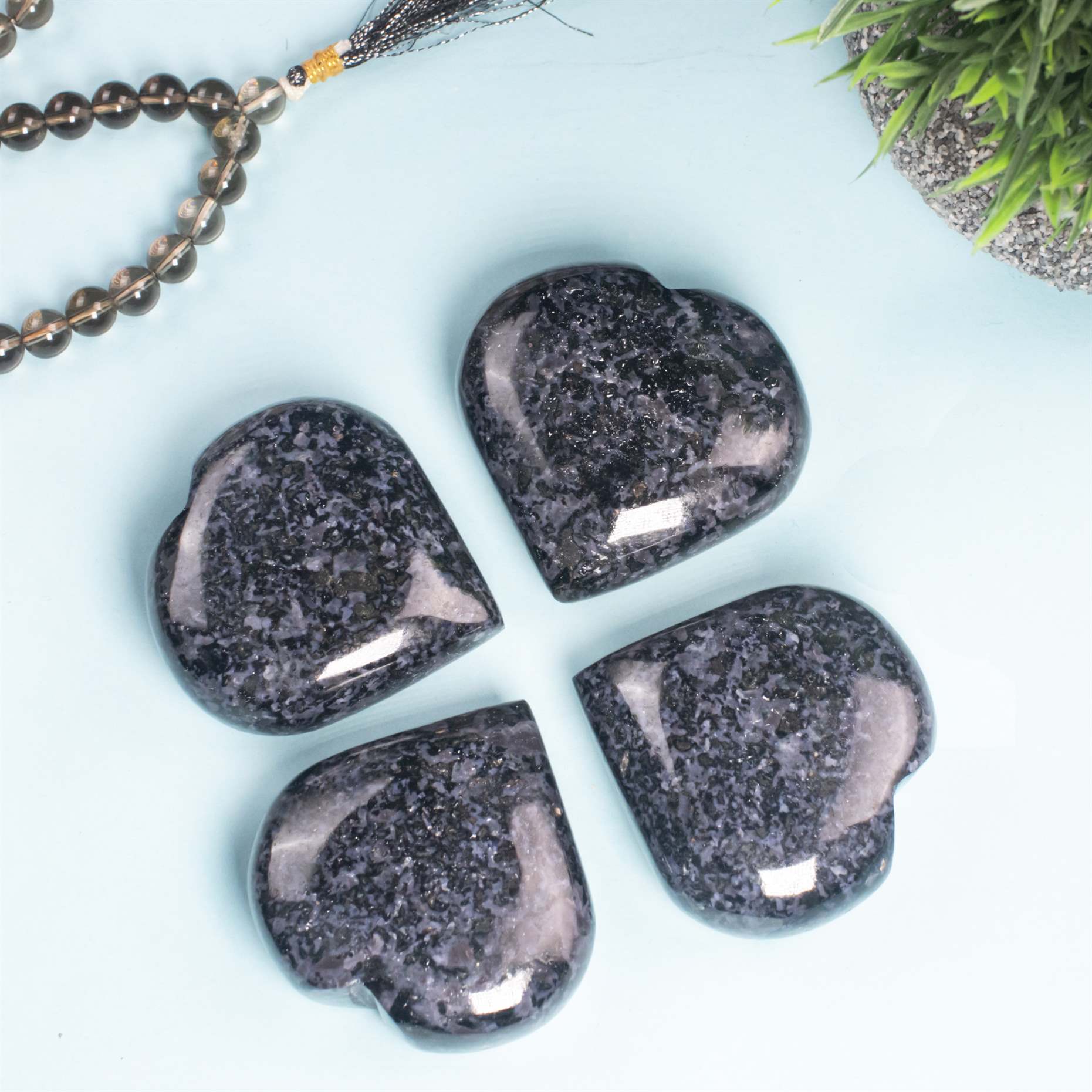Indigo Gabbro Crystal Heart Shape Stone