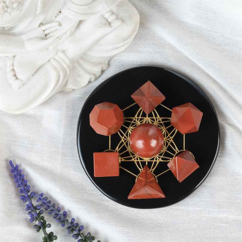 Red Jasper Platonic Solids Crystal Geometry Set (15-20 mm)