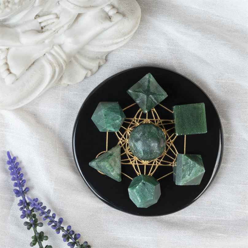 Green Aventurine Platonic Solids Crystal Geometry Set (15-20 mm)