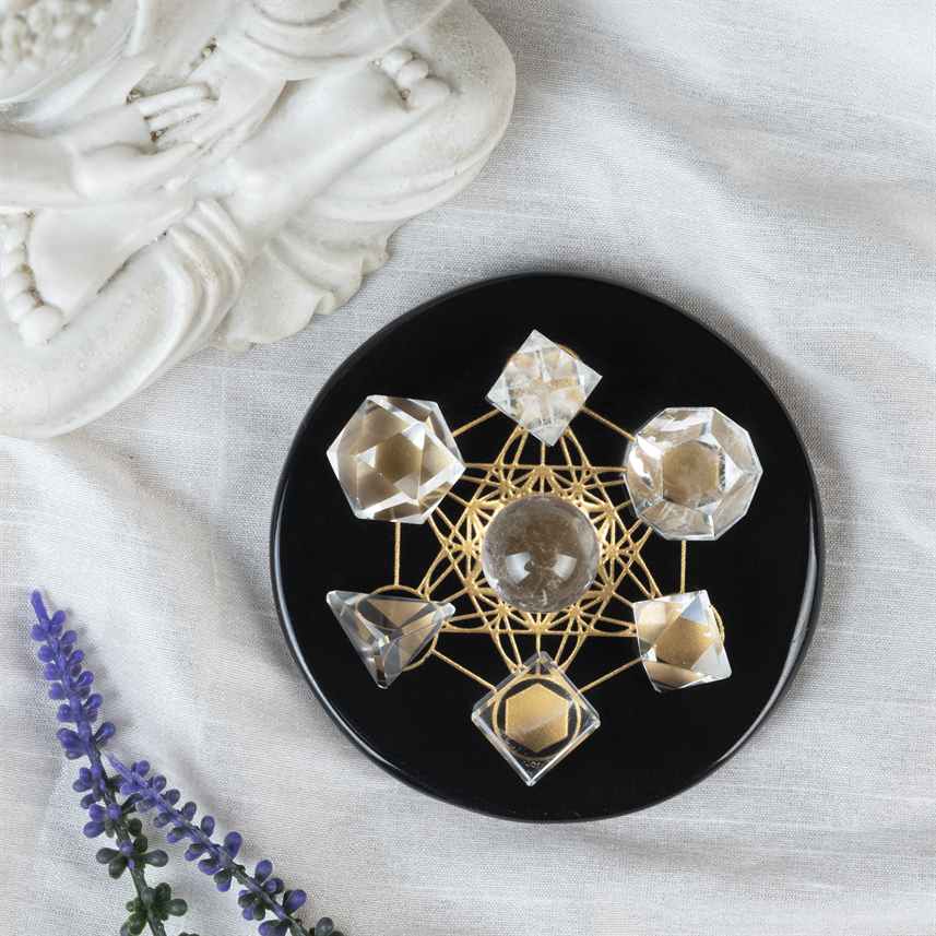 Clear Quartz Platonic Solids Crystal Geometry Set (15-20 mm)