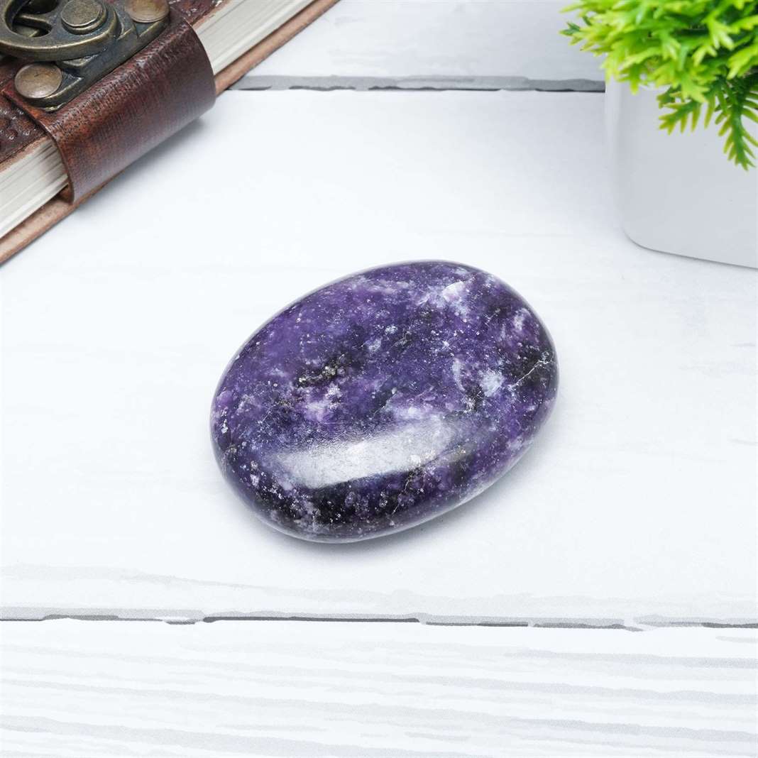 Lepidolite Crystal Palmstone (Emotional Harmony, Reduce Anxiety)