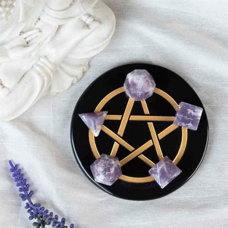 Lapidolite Platonic Solid Sacred Geometric 5 Pcs Set
