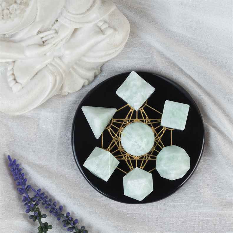 Amazonite Platonic Solids Crystal Geometry Set (15-20 mm)