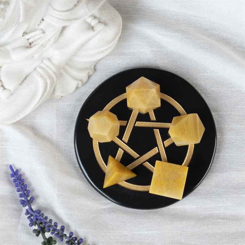 Yellow Aventurine Platonic Solids Crystal Geometry Set (15-20 mm)