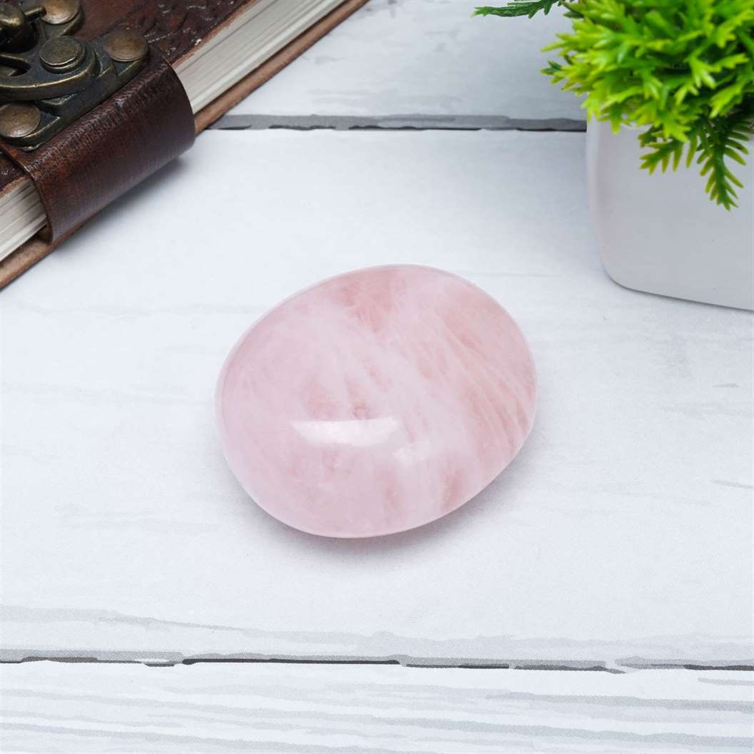 Rose Quartz Crystal Palmstone (Love and Healing, Foster Self-Love)