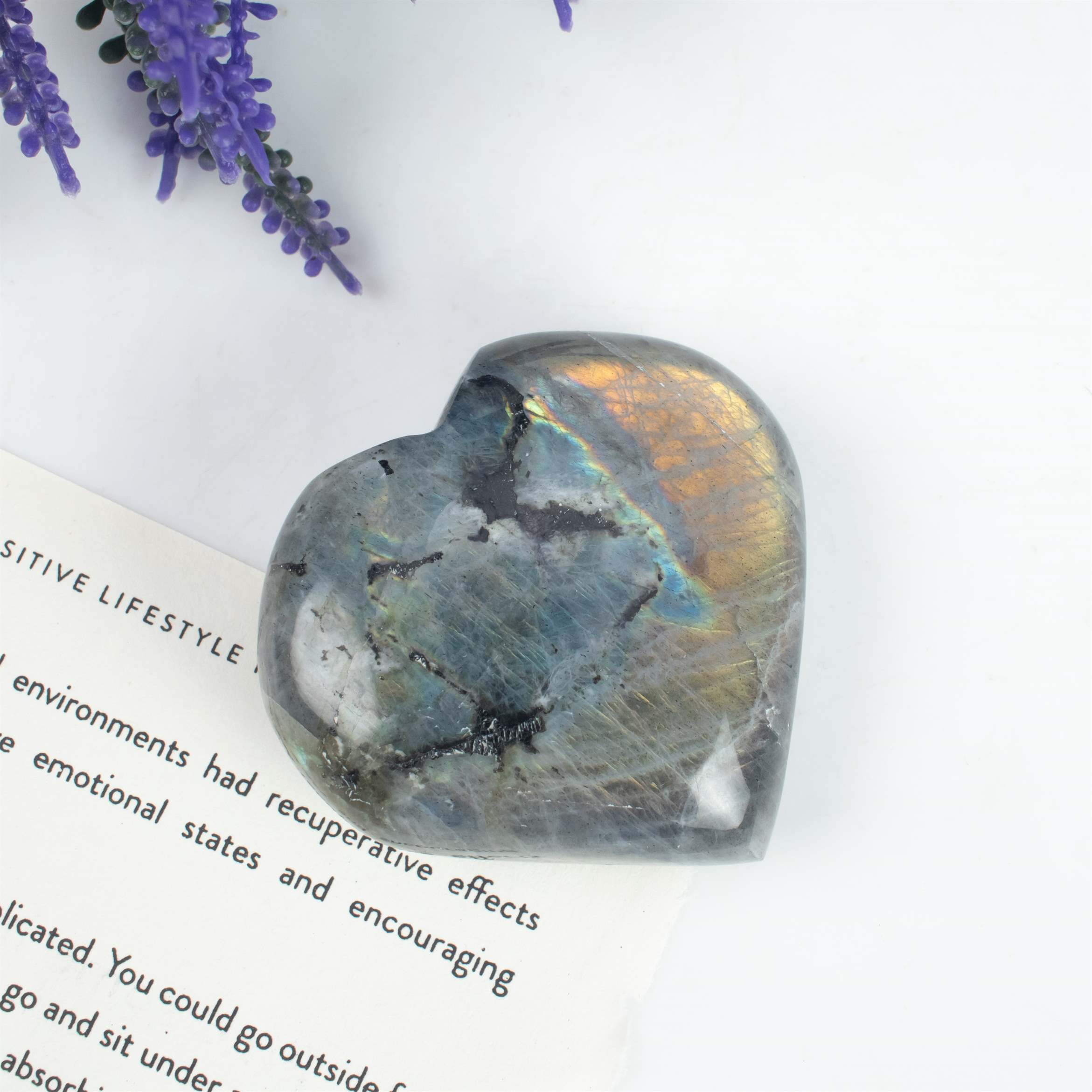 Purple Labradorite Crystal Heart Shape Stone - Mystical Energy - Transformation