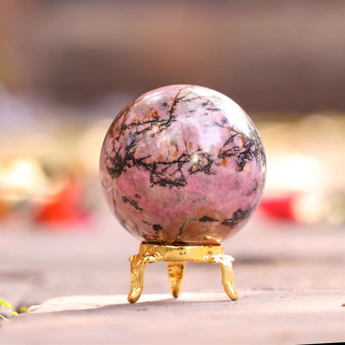 Rhodonite Crystal Sphere Ball - Love and Compassion