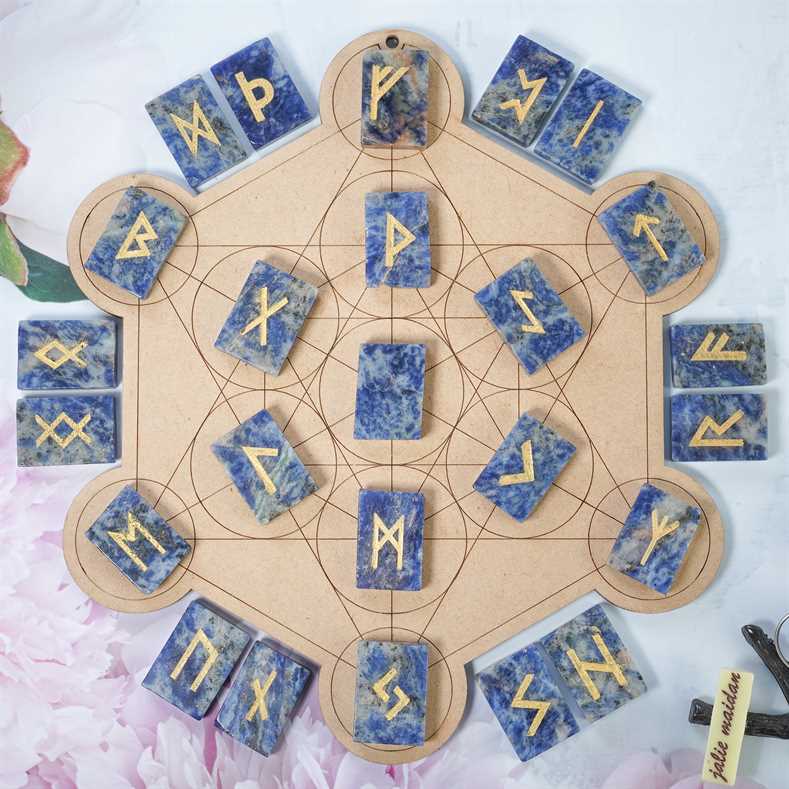 Sodalite Gemstone Runes 25 pcs Rune Set