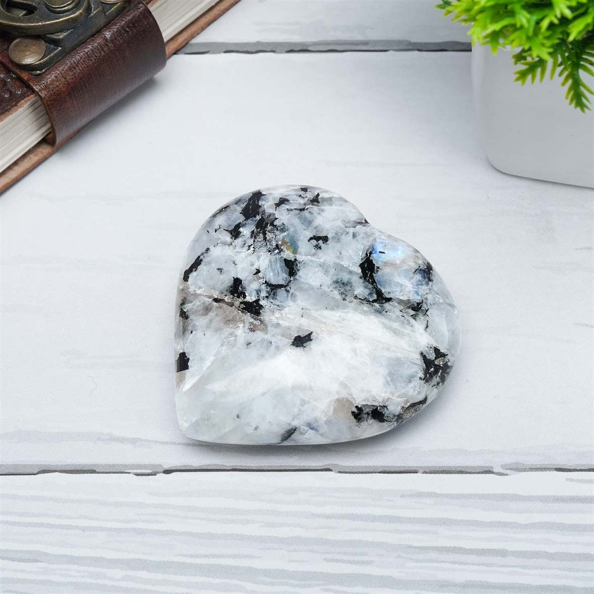 Rainbow Moonstone Crystal Heart Shape Stone