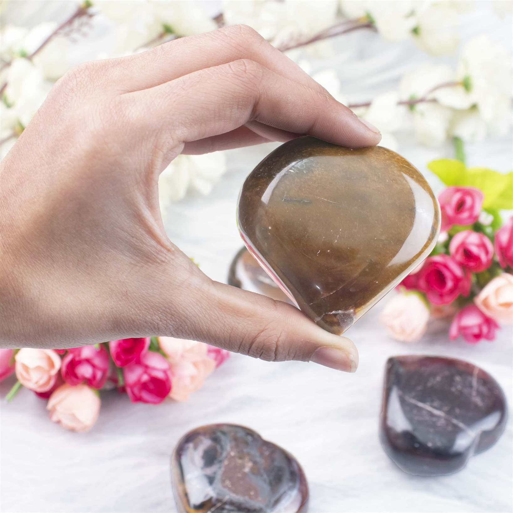 Red Tiger Eye Crystal Heart Shape Stone - Motivation and Action