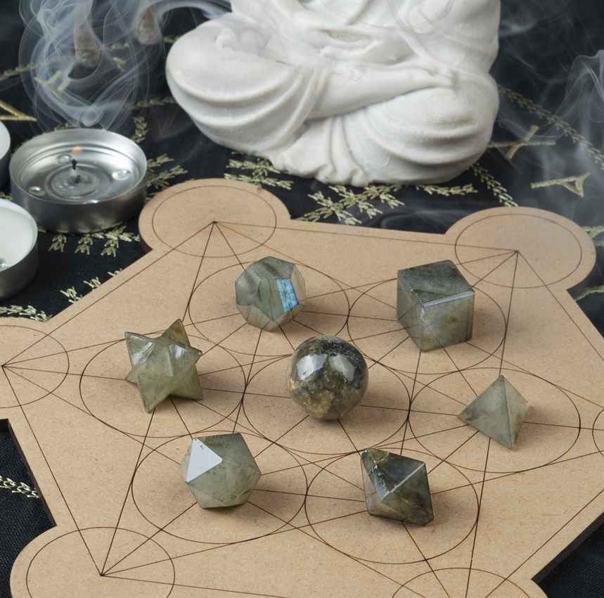 Labradorite Platonic Solids Crystal Geometry Set (15-20 mm)
