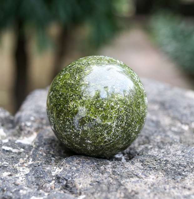 Green Vesuvianite Crystal Sphere Ball - Transformation