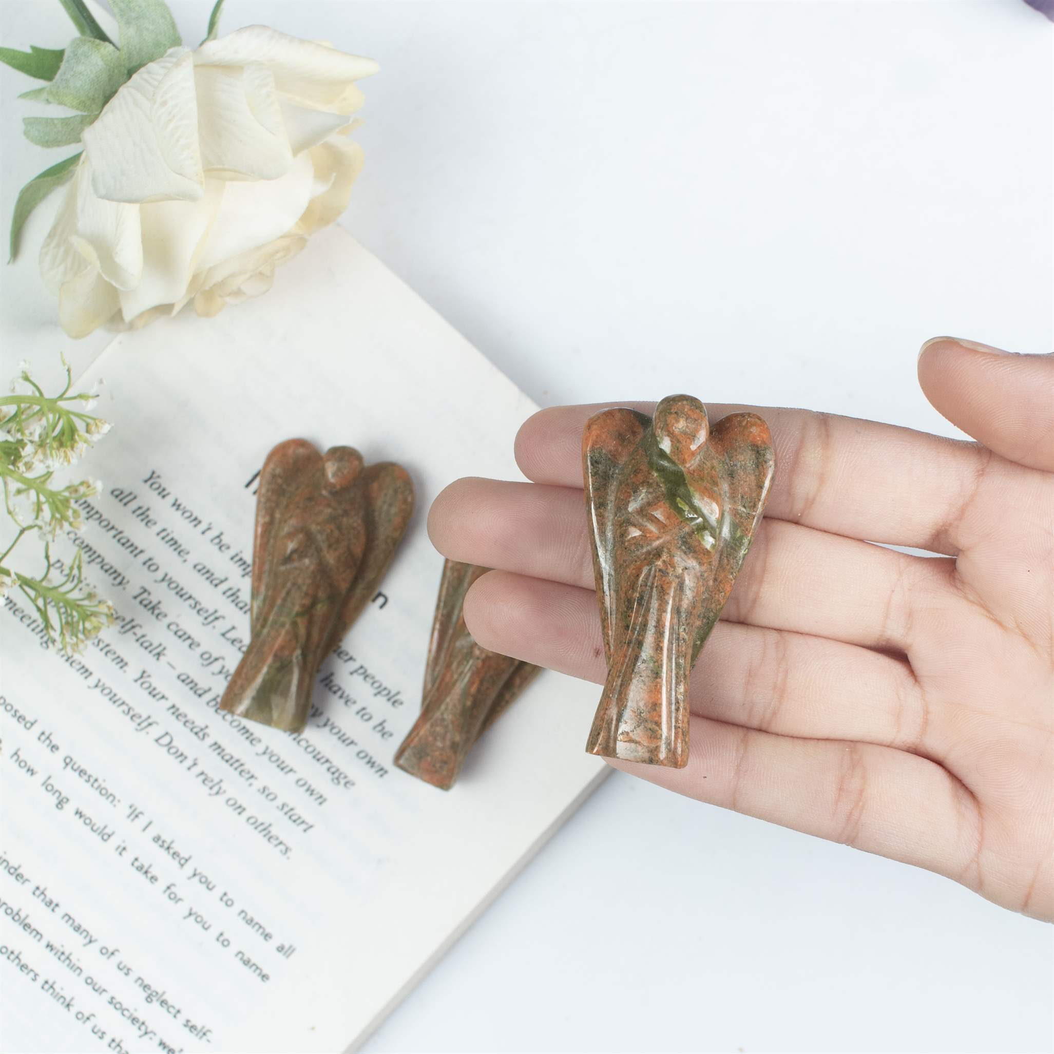 Unakite Pocket Angel Crystal for Love and Healing
