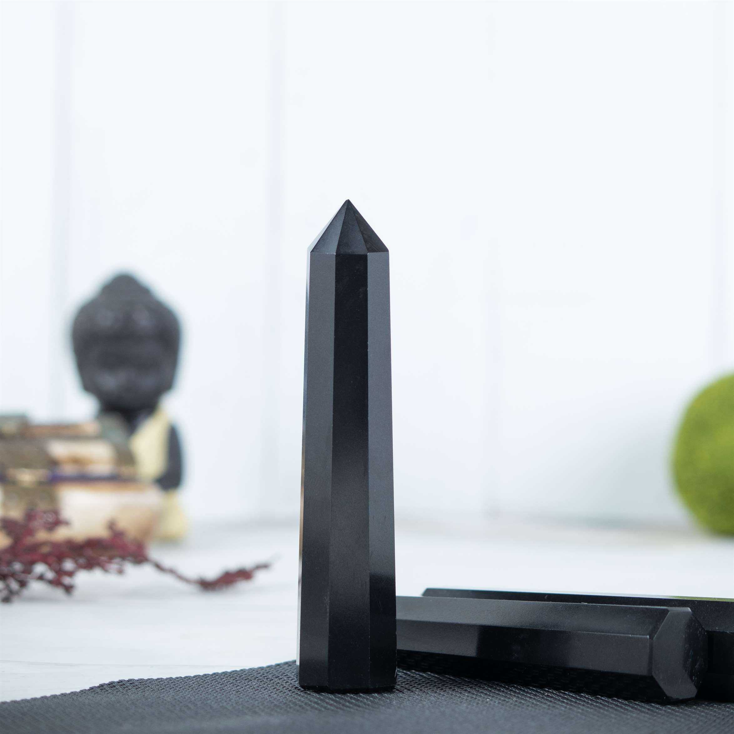 Black Tourmaline Healing Crystal Wand - For Manifestation, Massage, and Protection