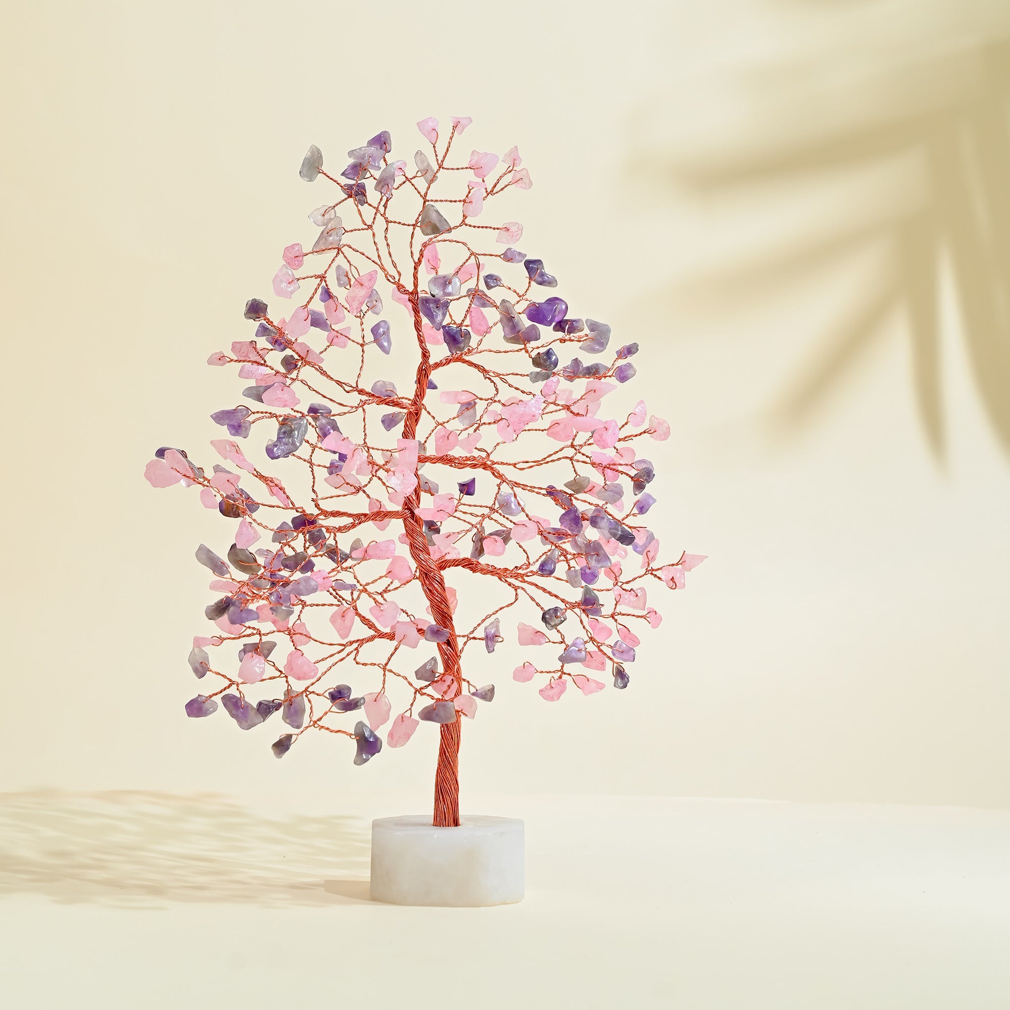 Amethyst & Rose Quartz Crystal Tree with Natural Quartz Base for Love, Healing & Home Décor