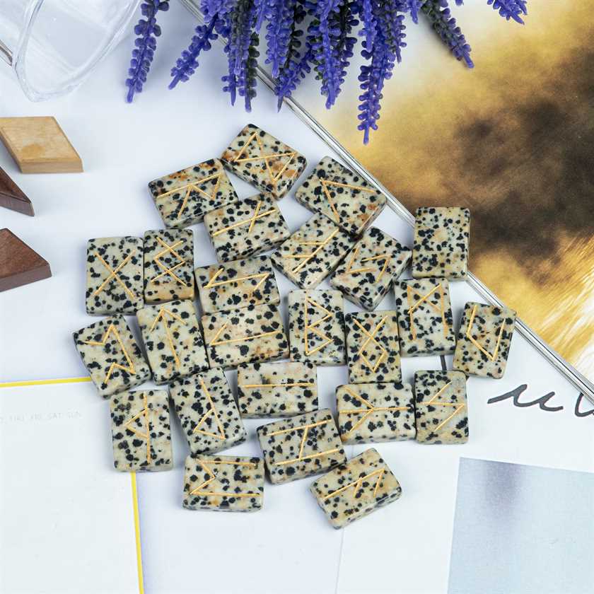 Dalmatian Jasper Rectangle Shape Gemstone Runes 25 pcs Rune Set