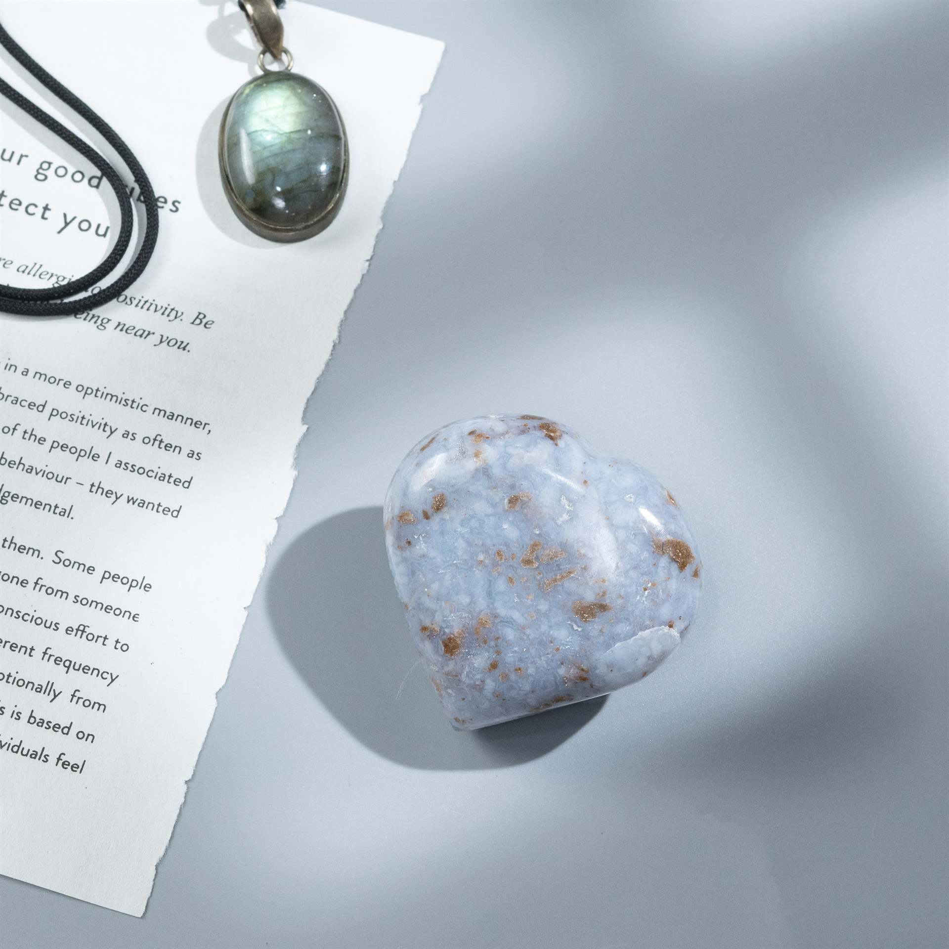 Blue Chalcedony Crystal Heart Shape Stone - Calm and Communication