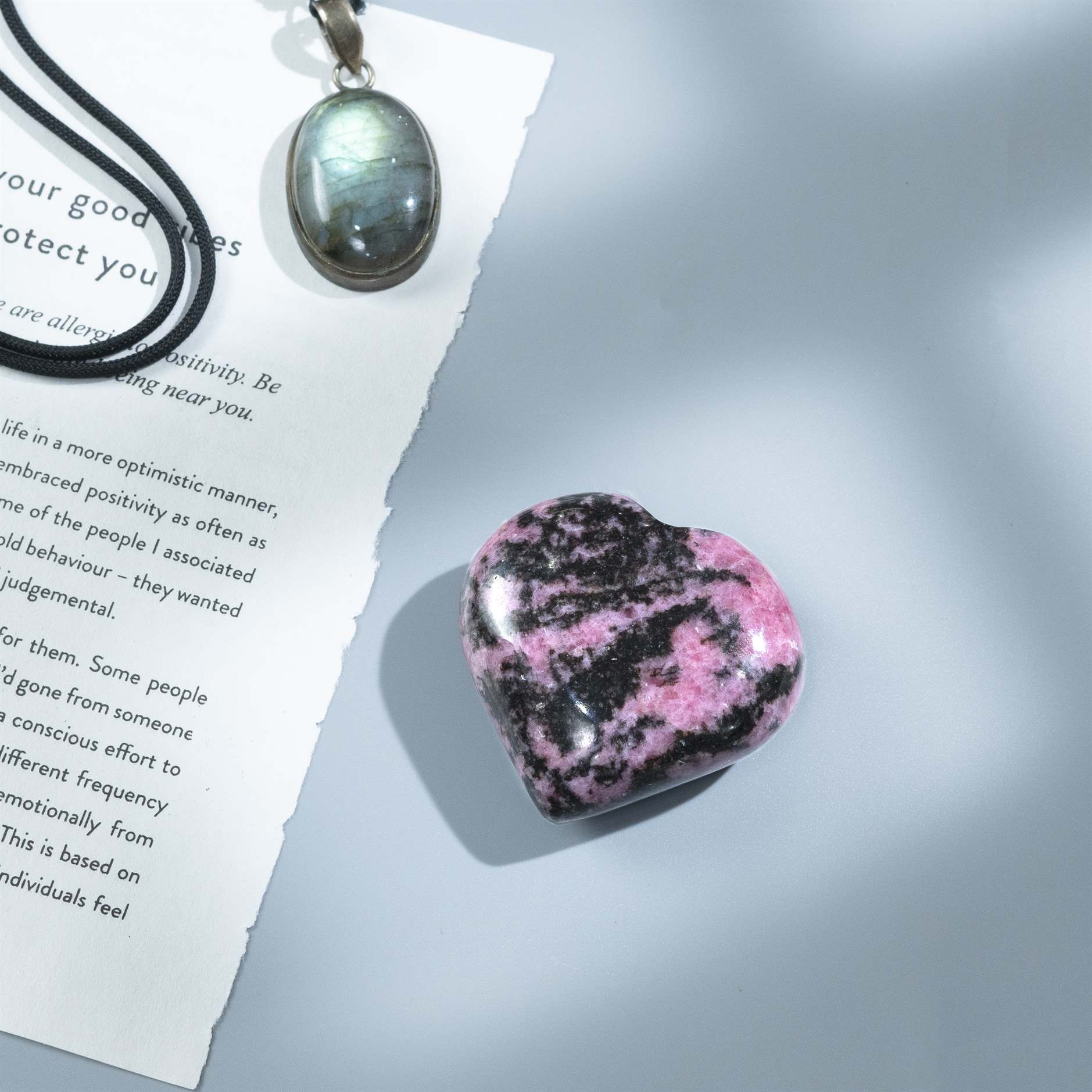 Rhodonite Crystal Heart Shape Stone - Compassion and Heart Healing