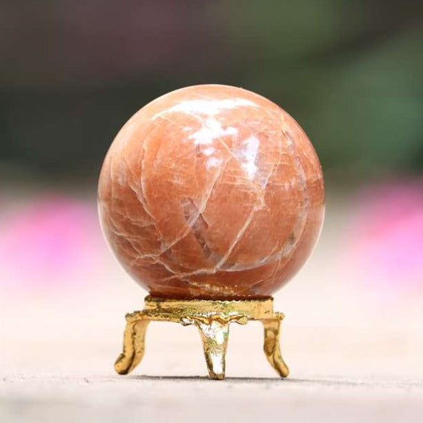 Peach Moonstone Crystal Sphere Ball - Emotionally Soothing