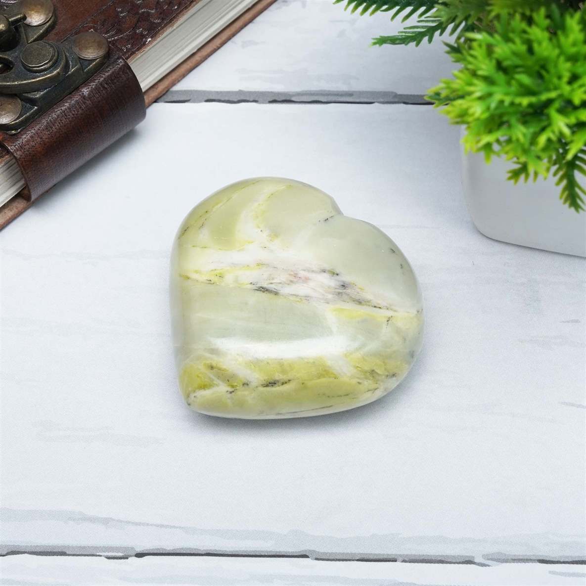 Serpentine Crystal Heart Shape Stone - Inner Peace and Transformation