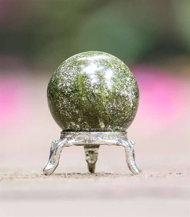 Green Vesuvianite Crystal Sphere Ball - Transformation