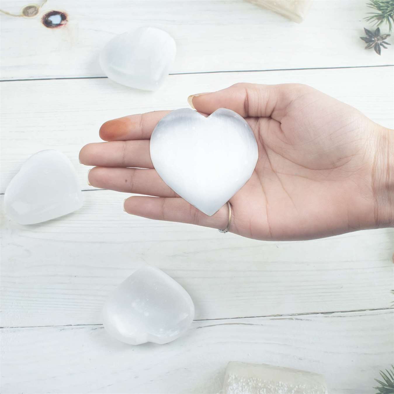 Selenite Crystal Heart Shape Stone