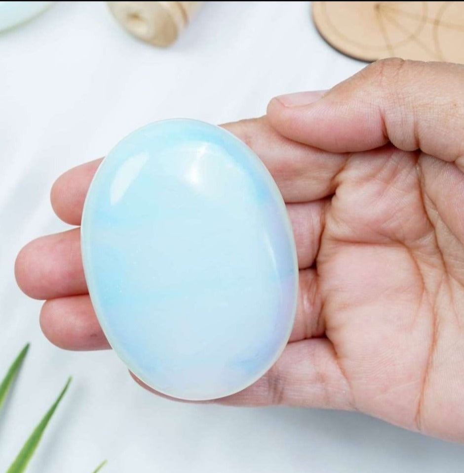 Opalite Crystal Palmstone (Spiritual Connection, Enhance Meditation)