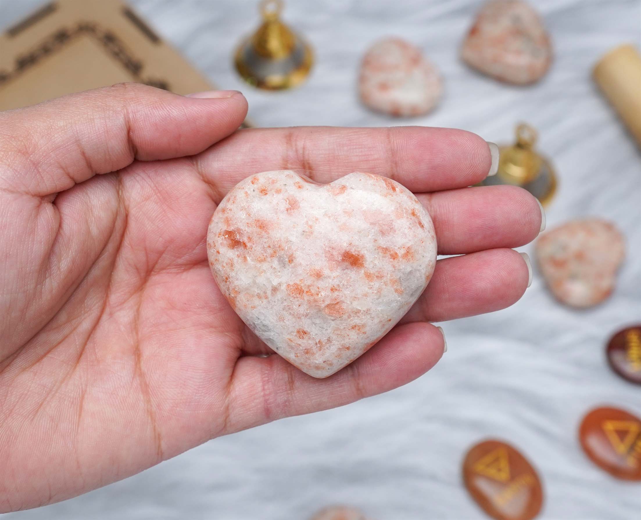 Sunstone Crystal Heart Shape Stone - Personal Power and Positivity