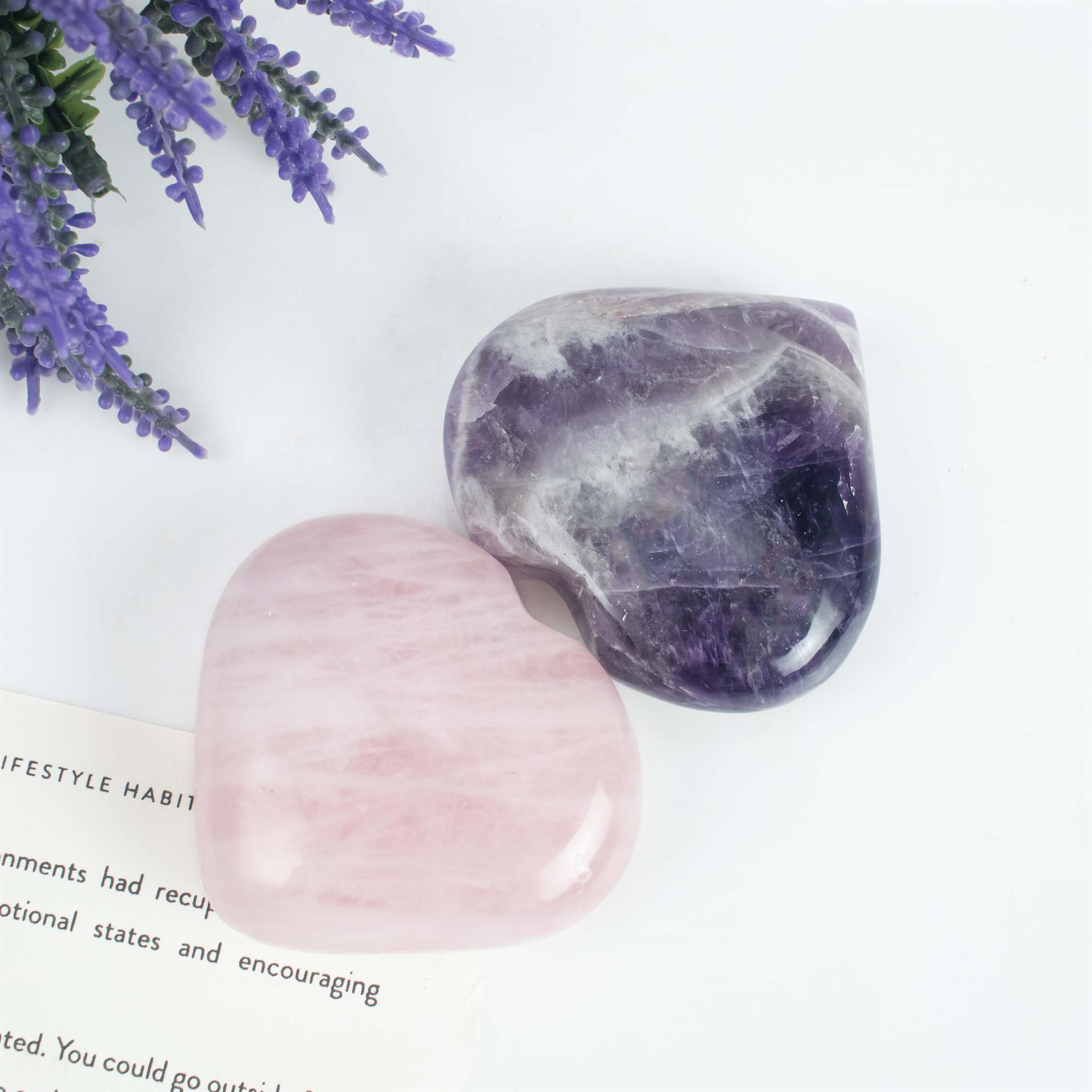 Crystal Heart Amethyst & Rose Quartz - Love and Harmony