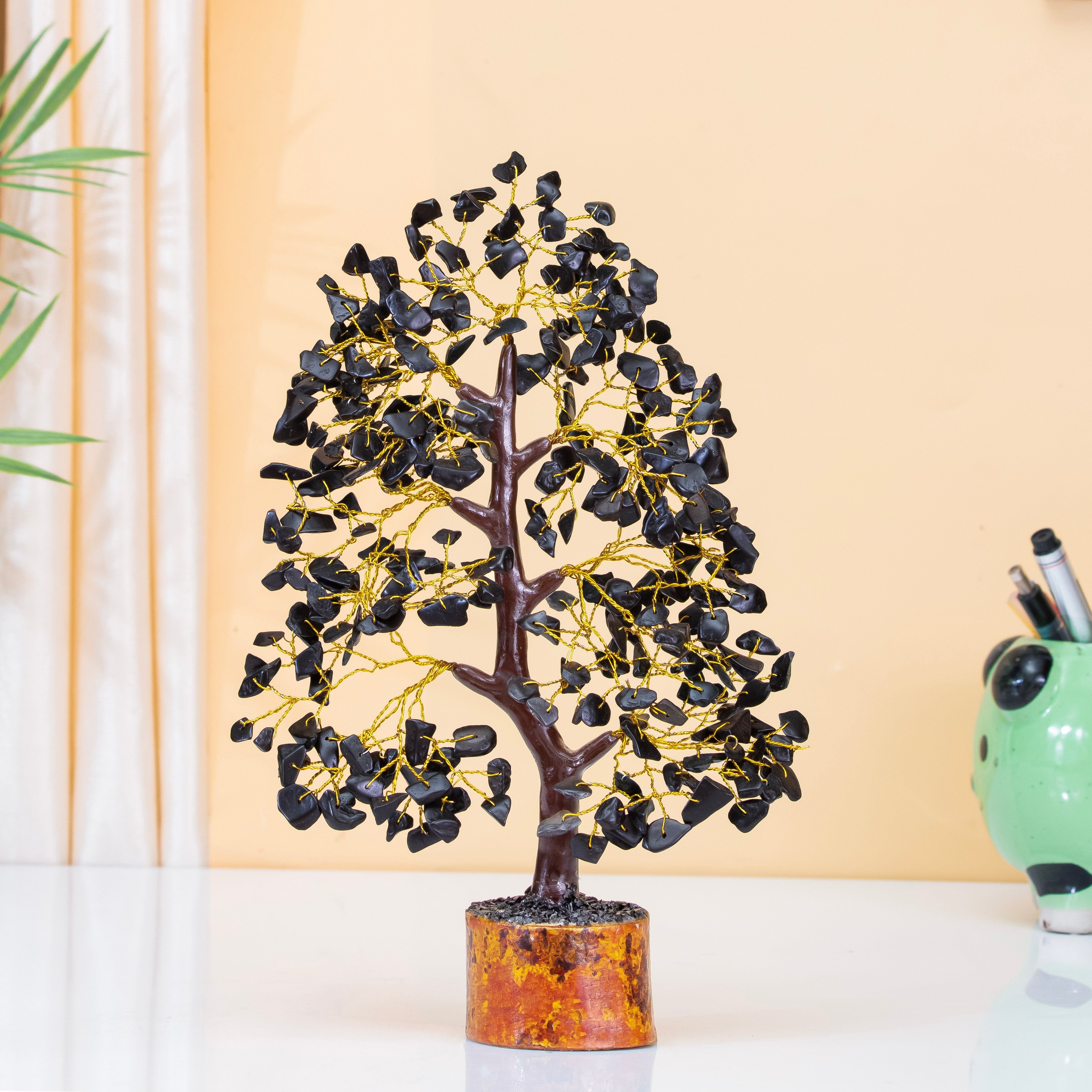 Black Tourmaline Crystal Tree – for Grounding, Protection & Good Luck Home Decor