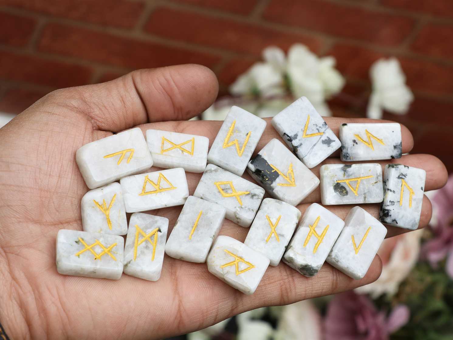 Rainbow Moonstone Rune Stones Sets 25 pcs for Beginners