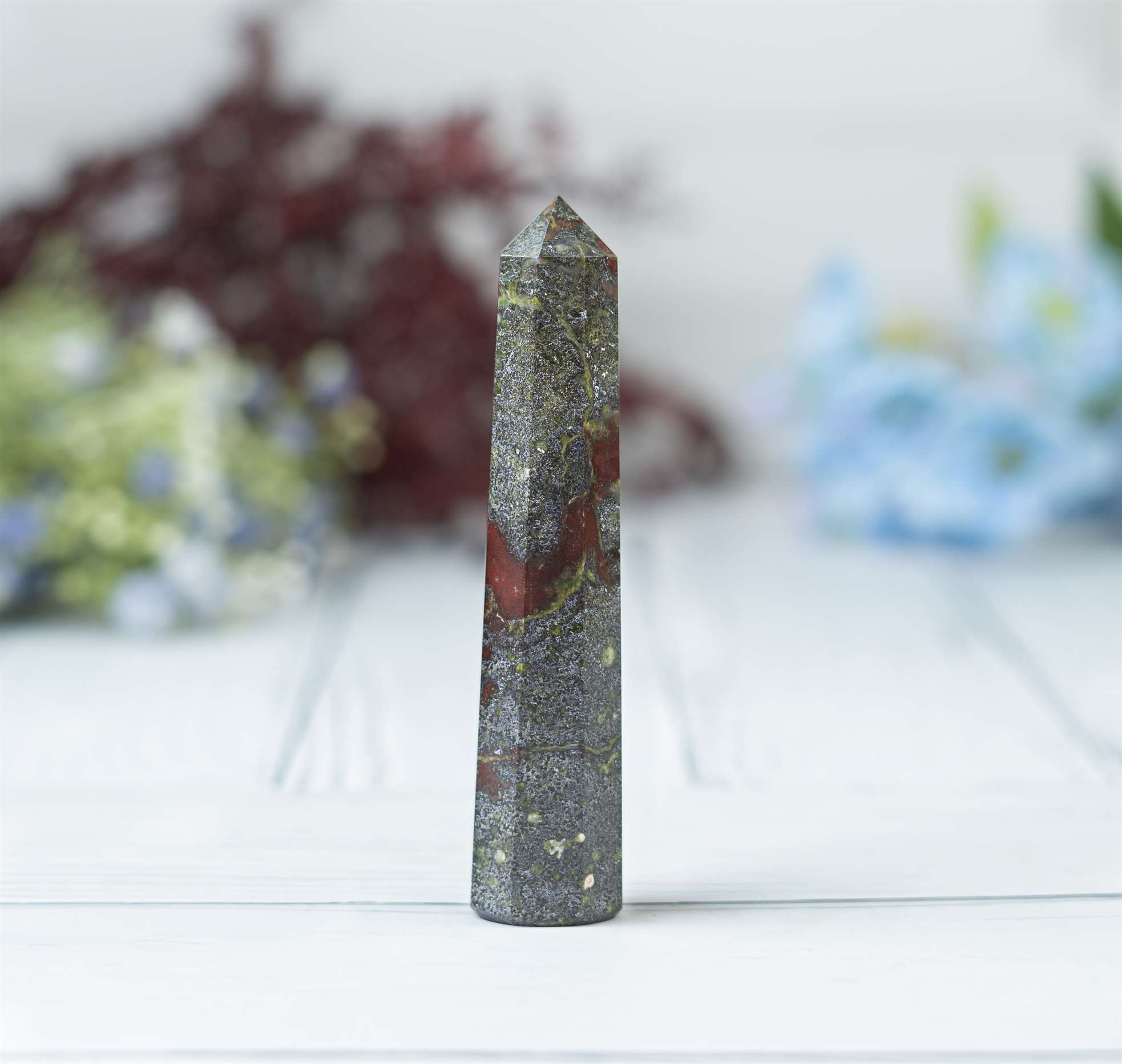 Dragon Bloodstone Healing Crystal Wand - For Manifestation, Massage, and Grounding