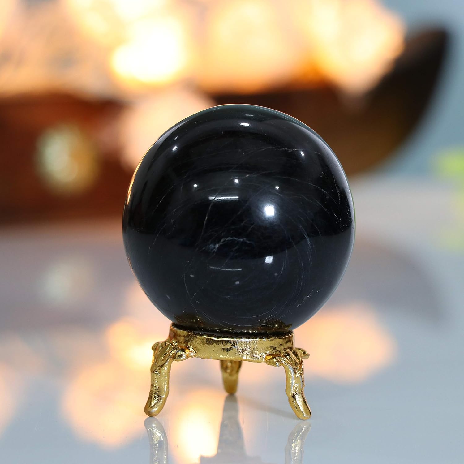 Black Obsidian Crystal Sphere Ball  - Psychic Protection