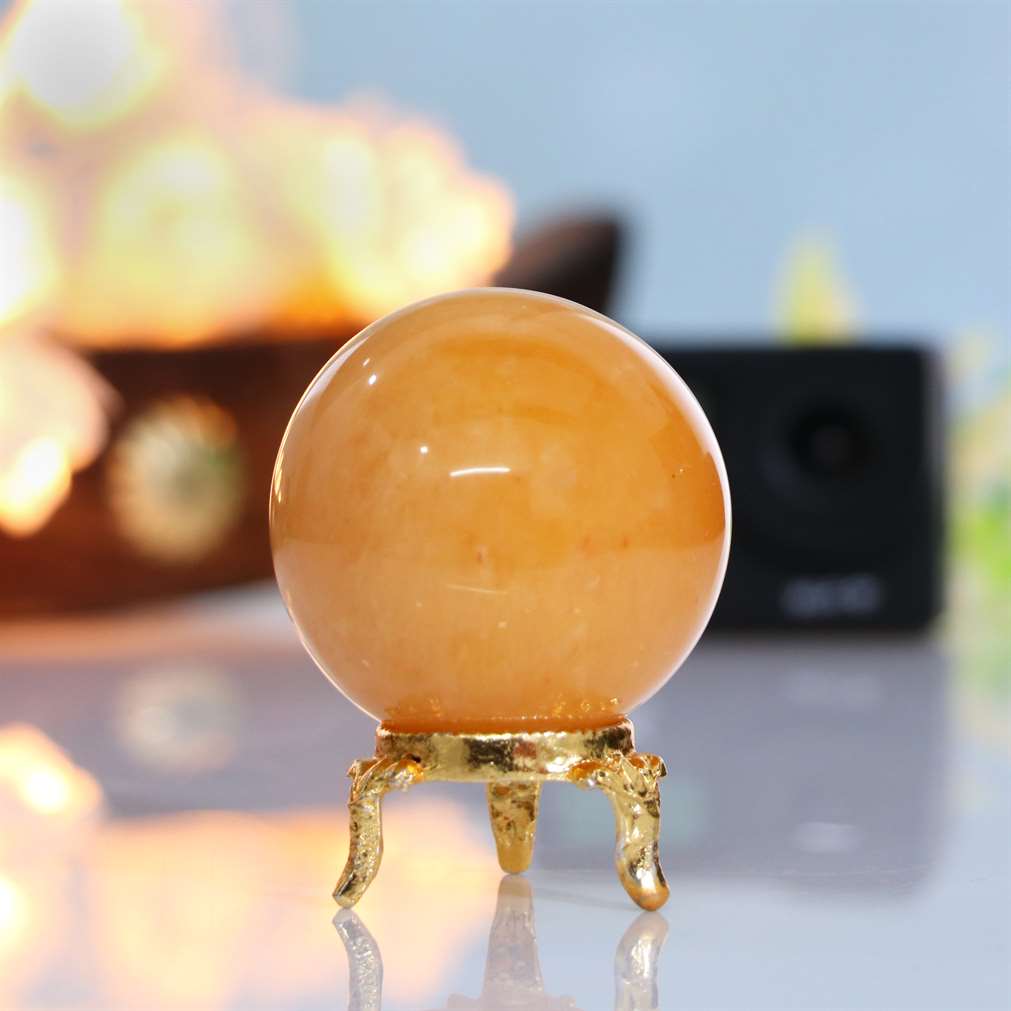 Yellow Jade Crystal Sphere Ball - Optimism and Luck
